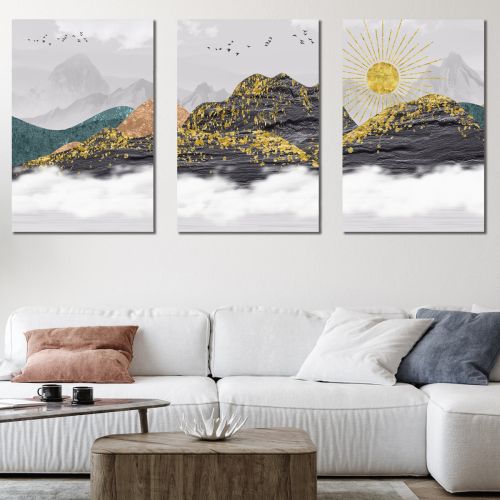 0950 Wall art decoration (set of 3 pieces) Abstract landscape