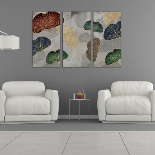 0954 Wall art decoration (set of 3 pieces) Abstract leaves