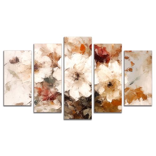 0956 Wall art decoration (set of 5 pieces) Flowers - abstraction