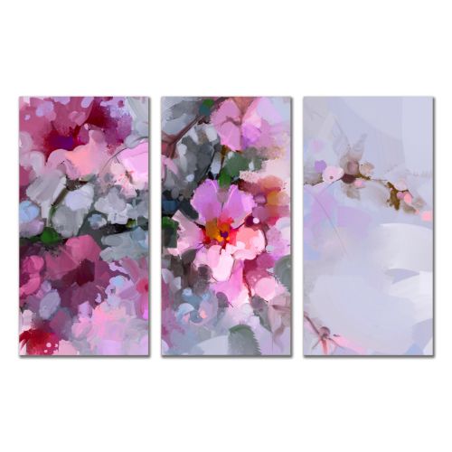 0960 Wall art decoration (set of 3 pieces) Abstraction with flowers