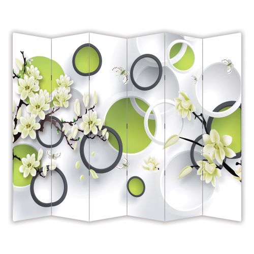 P9205 Decorative Screen Room divider 3D Flowers and circles (3,4,5 or 6 panels)