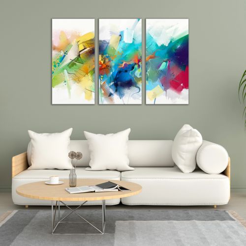 0962 Wall art decoration (set of 3 pieces) Colorful abstraction