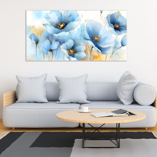 0963_1 Wall art decoration Blue flowers