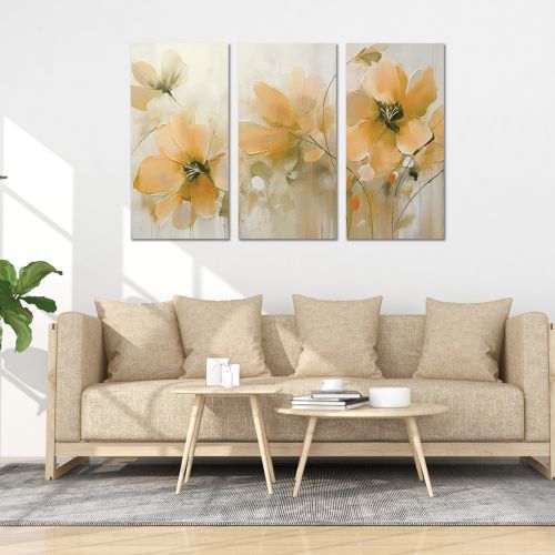 0965 Wall art decoration (set of 3 pieces) Flowers art