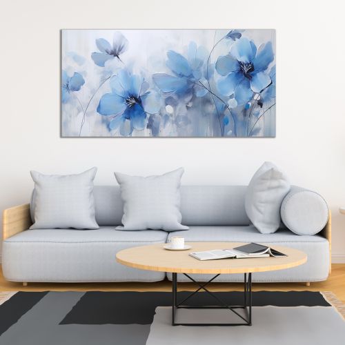 0966_1 Wall art decoration Blue flowers