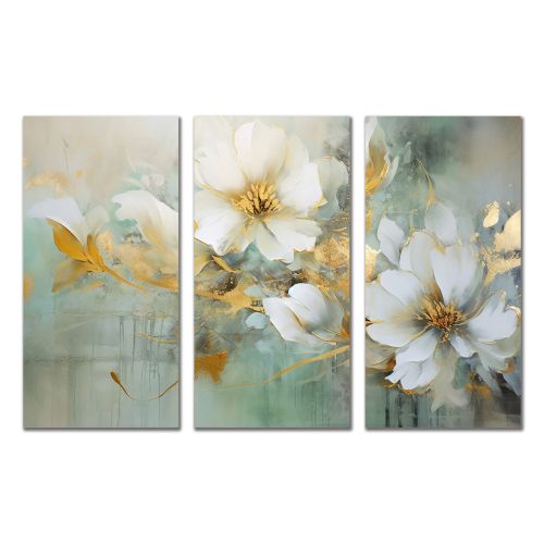 0971 Wall art decoration (set of 3 pieces) Flowers art