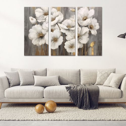 0975 Wall art decoration (set of 3 pieces) Flowers art