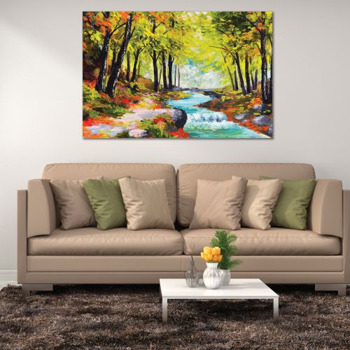 0980 Wall art decoration Colorful forest landscape with river