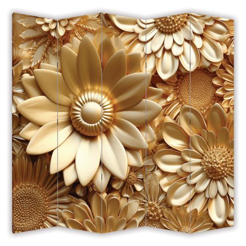 P9234 Decorative Screen Room divider 3D Golden Flowers (3, 4, 5 or 6 panels)