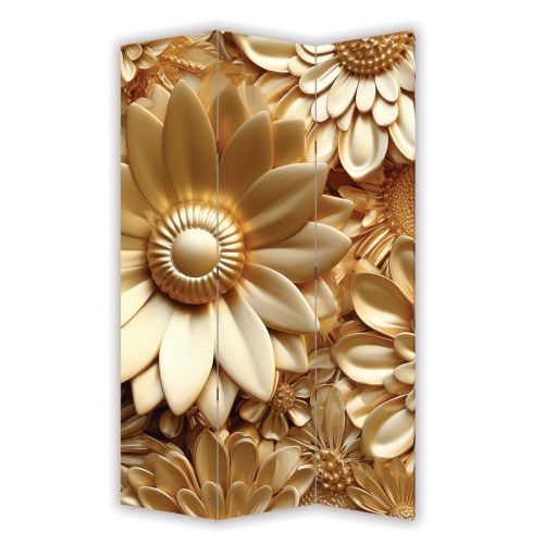 P9234 Decorative Screen Room divider 3D Golden Flowers (3, 4, 5 or 6 panels)