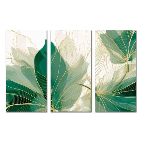 0984 Wall art decoration (set of 3 pieces) Abstraction with leaves