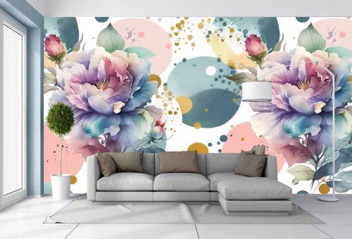 T0986 Wallpaper Roses in pasel colors