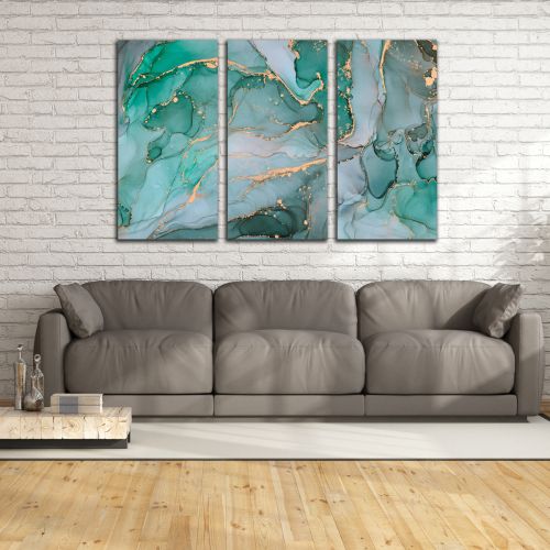 0987 Wall art decoration (set of 3 pieces) Abstraction with flowing colors