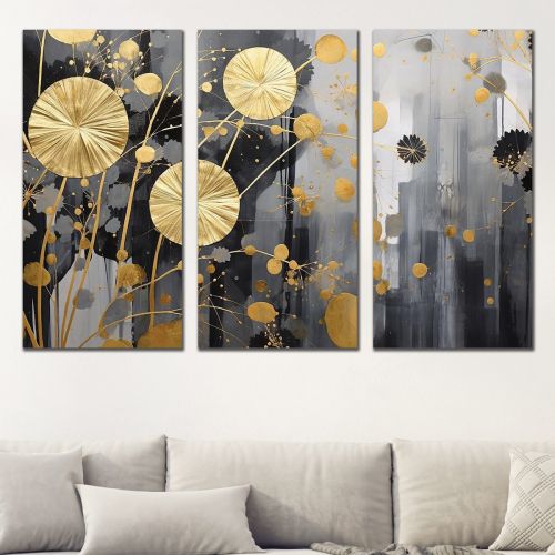 9248 Wall art decoration (set of 3 pieces) Abstraction with flowing colors