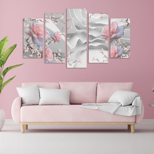 0997  Wall art decoration (set of 5 pieces) Abstraction with roses