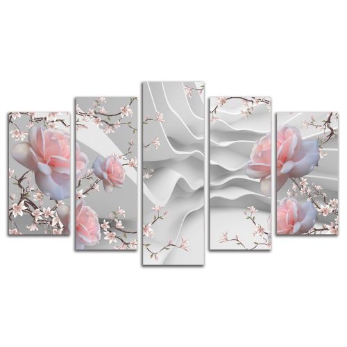 0997  Wall art decoration (set of 5 pieces) Abstraction with roses