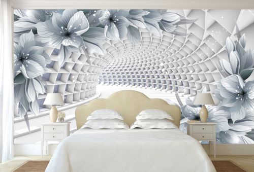 T9260 Wallpaper 3D Tunnel with flowers