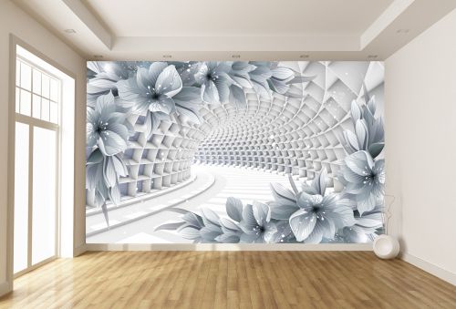 T9260 Wallpaper 3D Tunnel with flowers