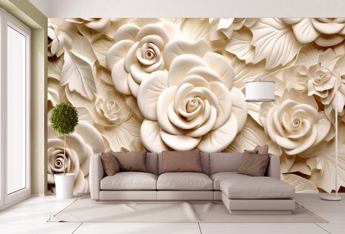 T9261 Wallpaper 3D Beige roses