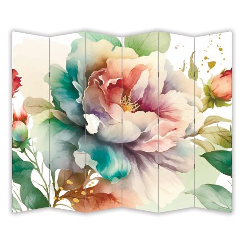 P1011 Decorative Screen Room divider Roses in pastel colors (3,4,5 or 6 panels)