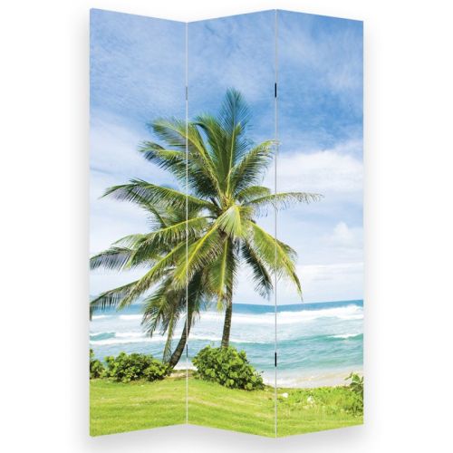 P0661 Decorative Screen Room devider Beautiful beach with palms (3,4,5 or 6 panels)