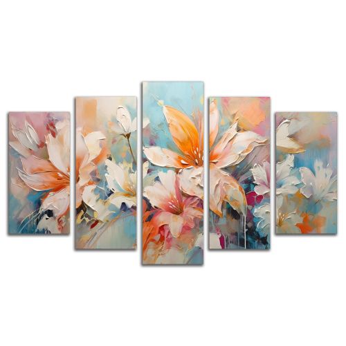 1017 Wall art decoration (set of 5 pieces) Flowers art