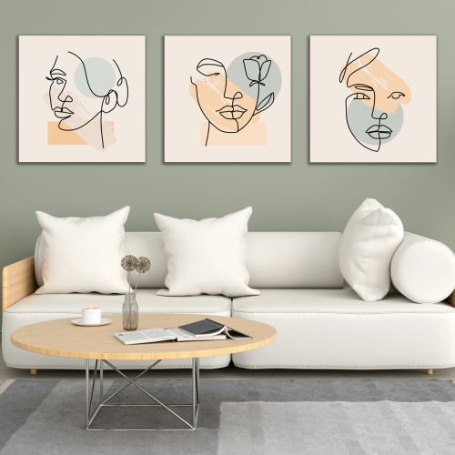 1020 Wall art decoration (set of 3 pieces) Faces