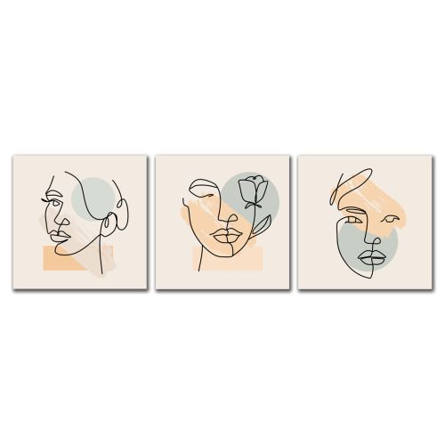 1020 Wall art decoration (set of 3 pieces) Faces