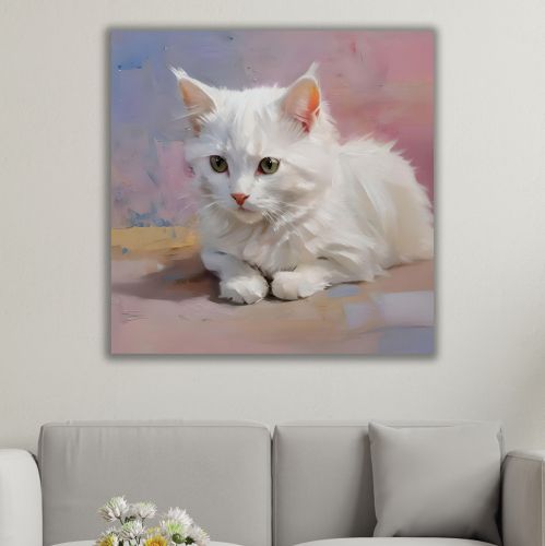 1029 Wall art decoration White cat