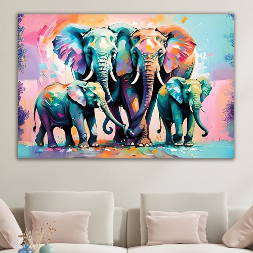 1031 Wall art decoration Elephants family