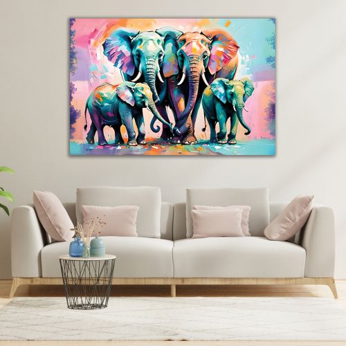 1031 Wall art decoration Elephants family