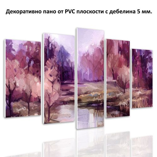 0994 Wall art decoration (set of 5 pieces) Forest landscape