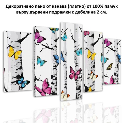 9196 Wall art decoration (set of 5 pieces) Butterflies