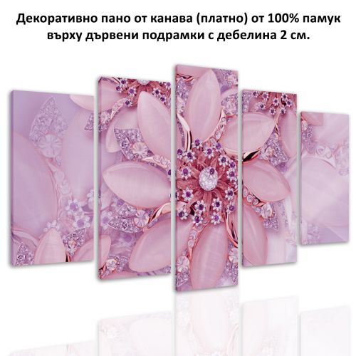 9193  Wall art decoration (set of 5 pieces) Flowers and diamonds