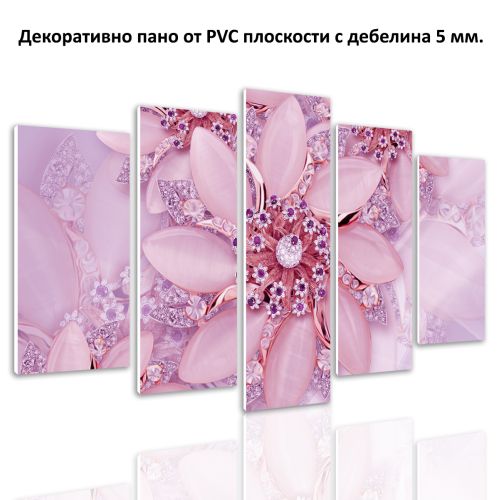 9193  Wall art decoration (set of 5 pieces) Flowers and diamonds