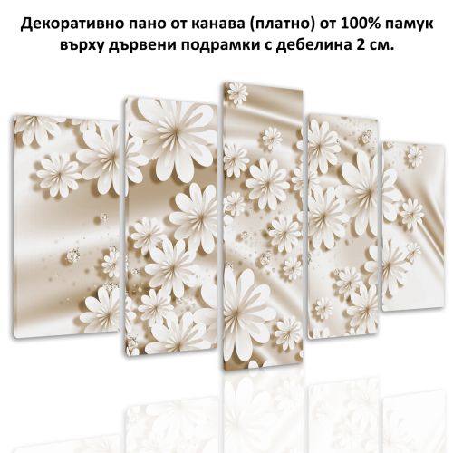 9191  Wall art decoration (set of 5 pieces) Flowers and diamonds