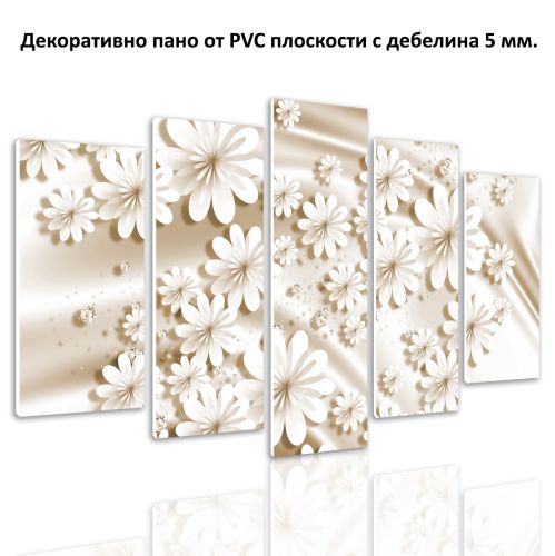 9191  Wall art decoration (set of 5 pieces) Flowers and diamonds