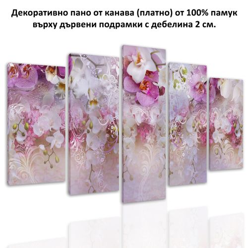 9179  Wall art decoration (set of 5 pieces) Wall of orchids