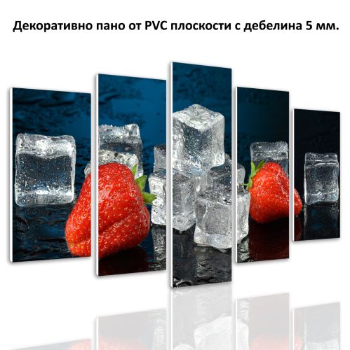 0859 Wall art decoration (set of 5 pieces) Ice with berries