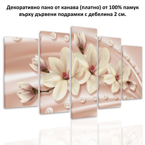 0778  Wall art decoration (set of 5 pieces) Abstraction - Magnolias and diamonds