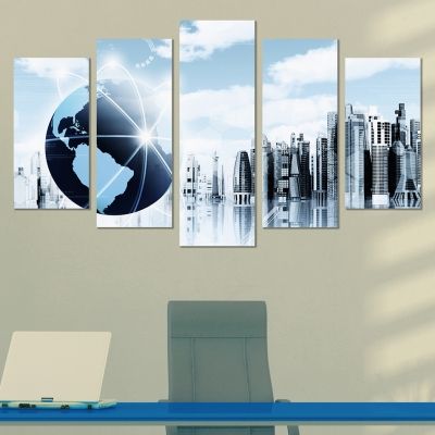 0230 Wall art decoration (set of 5 pieces) Business world