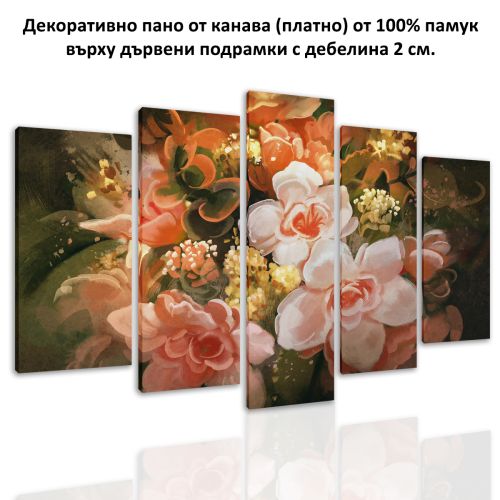 0738 Wall art decoration (set of 5 pieces) Art flowers