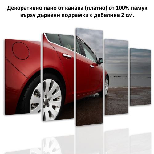 0731 Wall art decoration (set of 5 pieces) Landscape with red car