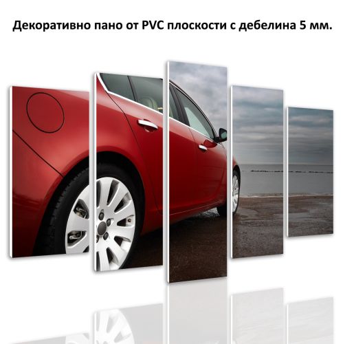 0731 Wall art decoration (set of 5 pieces) Landscape with red car