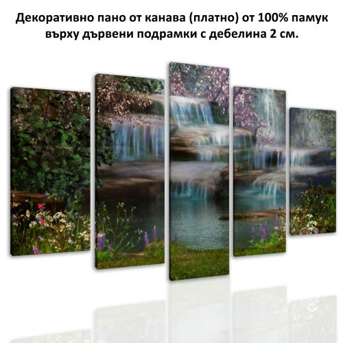 0719 Wall art decoration (set of 5 pieces) Fairy waterfalls