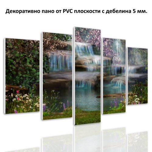 0719 Wall art decoration (set of 5 pieces) Fairy waterfalls