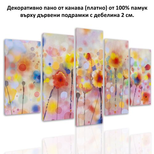 0709 Wall art decoration (set of 5 pieces) Abstract flowers