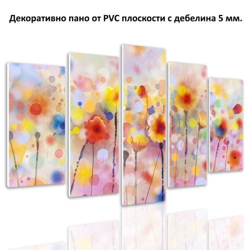 0709 Wall art decoration (set of 5 pieces) Abstract flowers