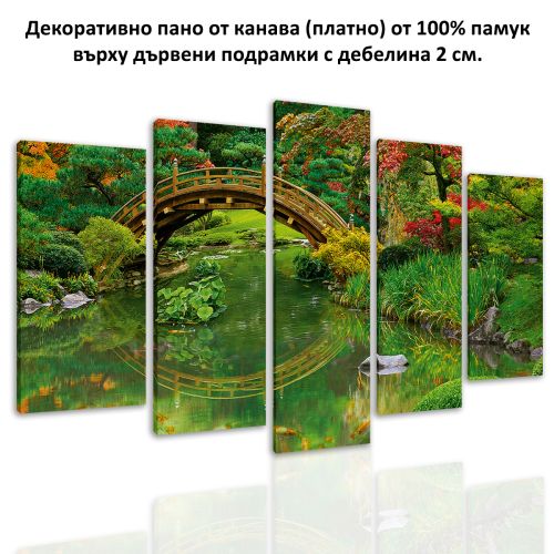 0704 Wall art decoration (set of 5 pieces) Green garden