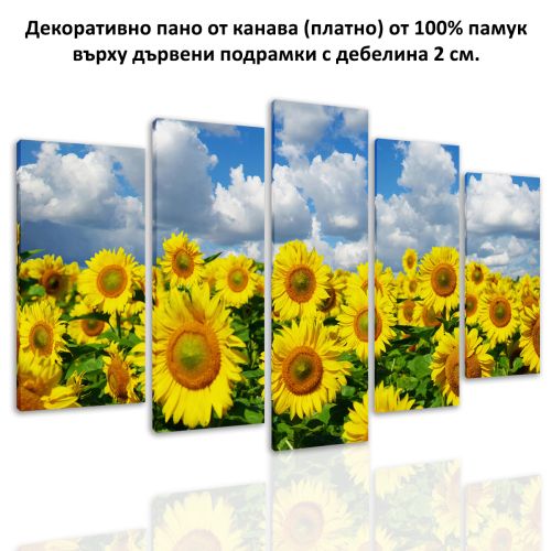 0676 Wall art decoration (set of 5 pieces) Sunflowers field